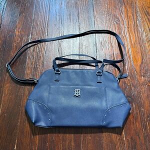 Tommy Hilfiger Navy Blue Bowler Bag Satchel Handbag Purse Hobo‎